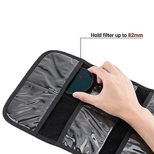 JJC 8 Pockets Lens Filter Case for Circular or Square Filters, Folding Filter Pouch Wallet Holder Case up to 82mm