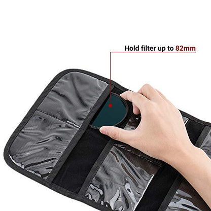 JJC 8 Pockets Lens Filter Case for Circular or Square Filters, Folding Filter Pouch Wallet Holder Case up to 82mm