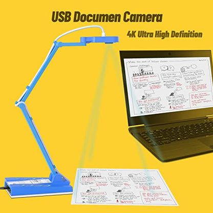 Mirabox 4K Ultra HD Document Camera for Teachers - 10MP 3-in-1 USB Document Camera Work with Mac OS,Windows,Chromebook for Live Demo,Web Conferencing,Distance Learning,Remote Teaching,Object Viewing - size: HSV223-1000
