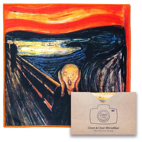 Large [5 Pack] Classic Art (The Scream) - Ultra Premium Quality Microfiber Cleaning Cloths (Best for Camera Lens, Glasses, Screens, and All Lens.), Microfiber Cloth - color: Edvard Munch "the Scream", size: 5 Pack