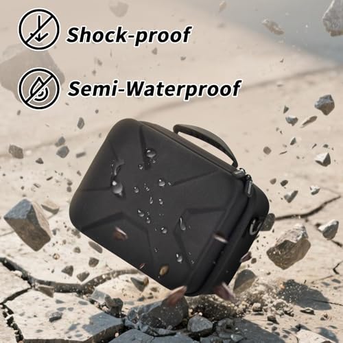Comecase Hard Camera Case for Canon R50/R100/T7, for Sony A6400/ZV-E10 | Small Camera Bag with Hard EVA Shell, Adjustable Dividers, 6 Battery/SD Organizer Slots and Shoulder Strap, case only, Black - color: Black+Red Zipper