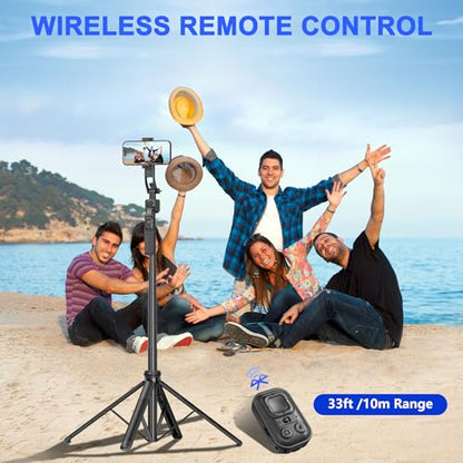 Auto Face Tracking Tripod for iPhone with Light 63” Selfie Stick Tripod Stand Follows Your Movement 360° Phone Camera Tripod with Wireless Remote for Content Creator Vlog Live Stream Video Recording - style: C17-Auto Face Tracking Tripod with 2 Square Lig