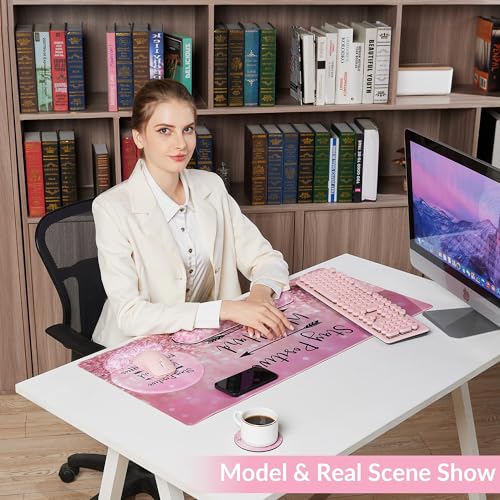Desk Mat Set + Keyboard and Mouse Pad with Wrist Rest Support,4-in-1 Large Mousepad Computer Mats for Desktop Home & Office-Glitter Pink - color: B1-Glitter Pink