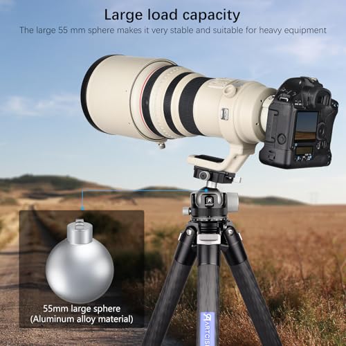 ARTCISE KB55F 55mm Low Profile Ball Head, Lever Release Panoramic Tripod Head, CNC Aluminum, Three Arca Swiss Quick Release Plate, Heavy Duty Camera Mount Max Load 40kg/88lbs
