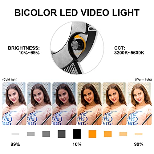 GVM Ring Light Kit with Tripod, 90W LED Circle Light with Detachable Light Bars Adjustable 3200K~5600K CRI 97+ Dimmable Bicolor LED Video Light for YouTube/Makeup/Vlogs/Live Streaming