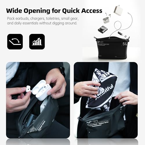 AMBITFUL AP-01 Water-Resistant Organizer Pouch, Ultra-Light Travel Storage Bag for Camera Accessories, Cables, Toiletries and Outdoor Gear (S（0.8L）) - size: S（0.8L）