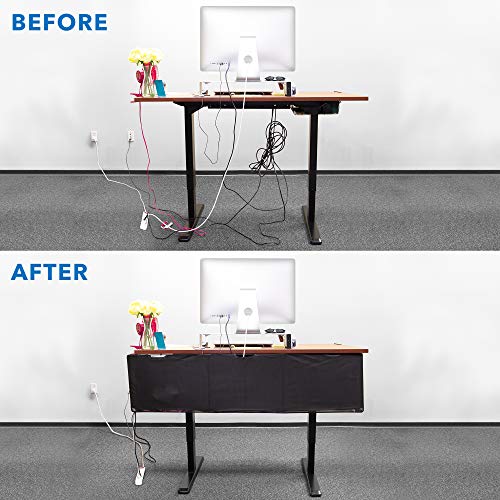Mount-It! Under Desk Modesty Panel for Office Desks and Sit Stand Workstations [60 Inches Wide] Mesh Organizer Pockets for Cables and Wires (Black) - size: 60 inches