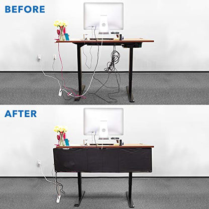 Mount-It! Under Desk Modesty Panel for Office Desks and Sit Stand Workstations [60 Inches Wide] Mesh Organizer Pockets for Cables and Wires (Black) - size: 60 inches