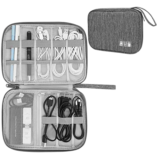 Electronic Organizer Travel Universal Cable Organizer Electronics Accessories Bag for Cable, Charger, Phone, USB, SD Card,1Pack - color: Grey, size: Single Layer/9.85”x7.48”x0.79”