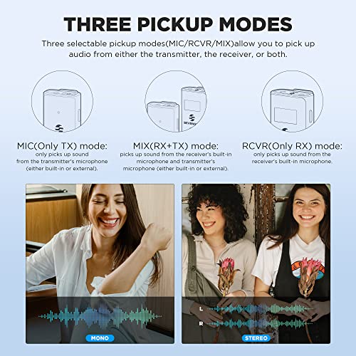 Sevenoak Wireless Lavalier Microphone for Cameras Camcorder,Noise Cancellation,328ft Range,3 Pickup Modes,Compact Clip-on Lapel Mic for Video Recording YouTube Live Streaming Podcasting