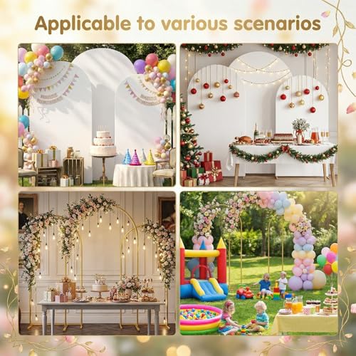 Toolterritary Set of 3 Metal Arch Backdrop Stand with Cover Set, (7.2FT, 6.6FT, 6FT Wedding Arch and Cover Set), Backdrop Arch for Party, Baby Shower, Birthday, and Graduation Ceremony - color: White, size: 7.2ft+6.6ft+6ft