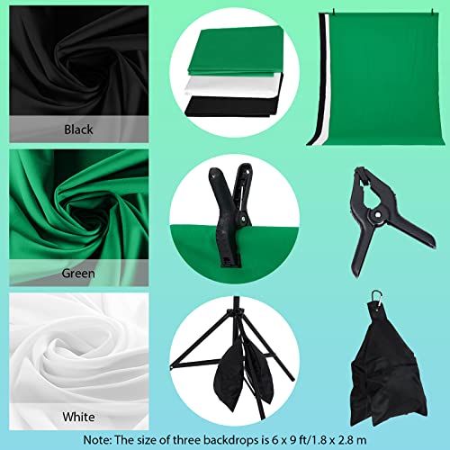 Photography Lighting kit with Backdrops, 8.5ftx10ft Backdrop Stand, 5 Tripod Stands and Bulb, Umbrella Softbox Continuous Lighting, Photo Studio Equipment for Portrait Product Photo Shoot