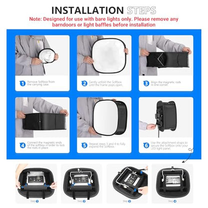 NEEWER LED Light Panel Softbox for 660/530/480 LED Light, Outer 16.3'' x 6.5'', Inner 9.8'' x 8.7'', Foldable Diffuser with Strap Attachment and Bag for Photo Studio Portrait Video Shooting - style: 1 Pack