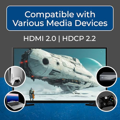 OREI HDMI Extender Ethernet 165ft, 4K HDR PoC Two-Way IR HDCP 2.2 LPCM 2.0 | HDMI Balun, Over Ethernet – 18Gbps, HDMI 2.0, Uncompressed Zero-Latency AV, LPCM 2.0, Dolby 5.1