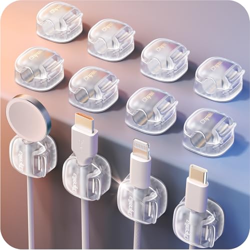 Cable Clips,12Pack Cord Holder Cord Organizer [1s Lock & Strongest Adhesive] Spring Cord Clips Phone Charger Wire Desk Cable Management Nightstand Home Office School Decor Women Desk,Transparent Clear - color: Transparent Clear, size: 12 Pack