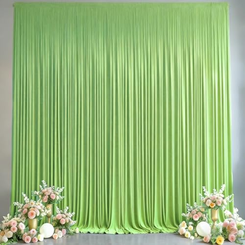 10x10FT Backdrop Curtains with Rod Pockets - Wrinkle Free Photo Stage Backdrop 2 Panels Curtains Drapes for Photography Wedding Party Baby Shower Decorations (Green) - color: Green, size: W5' x H10'(2 panels)