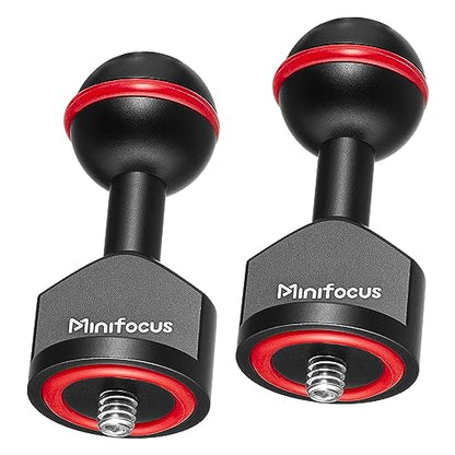 MINIFOCUS 2Pcs 1'' Ball Adapter to 1/4"-20 Screw, Universal Ball Joint Bracket with 1/4" Screw Base Adapter for Underwater Camera Arm Tray Diving Photography System - color: 1/4" Screw