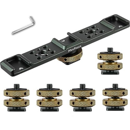MINIFOCUS Triple Cold Shoe Extension Bar & Camera Hot Shoe Mount Adapter