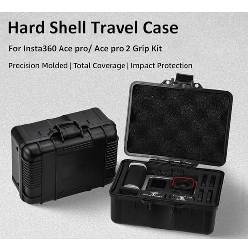 Hard Storage Case Compatible with Insta360 Ace pro/Ace pro 2 Grip Kit, Action Camera Accessory Carrying Bag Travel Safety Box Waterproof Case, Black