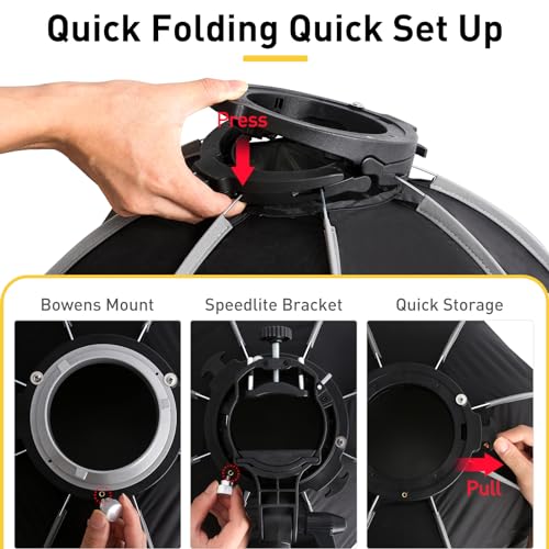 Bowens Mount Softbox 24''/60CM Handheld Quick Set-up, S-Type Bracket Compatible with Godox Canon Sony Fuji YongNuo Flash AD200PRO V1 TT600 V860III 430EXIII SB500 YN320EX YN560 - size: CF 24''