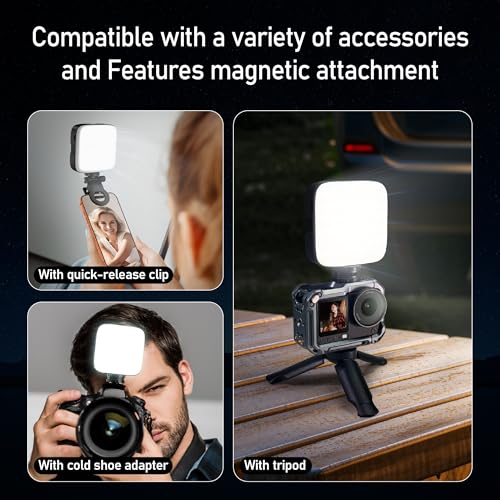 CYNOVA Magnetic RGB Video Light with Mini Desktop Tripod | Portable LED Camera Light 3000–9000K, 126 LEDs, Rechargeable Mini Panel for Vlogging, Live Streaming, Photography