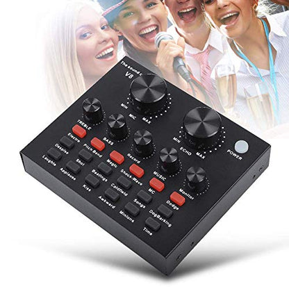 V8 Karaoke Recording & Broadcast Audio Mixer - USB External Sound Card for Live KTV, Recording & Voice Chatting