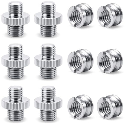 12 Pcs 1/4 to 3/8 Inch Tripod Adapter Camera Mount Screws 3/8" to 1/4" Mount Adapter Precision Metal Reducer Bushing for Camera DSLR Monopod Ballhead Light Stand Mic Boom