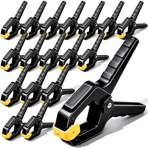 18 Pack Heavy Duty Spring Clamps, 3.5inch Multipurpose Woodworking Clamps, Balloon Arch & Tarp Clips for Backdrop Hanging, Secure Hold, Plastic Clips(Yellow) - color: Yellow, size: 3.5in_18Pack