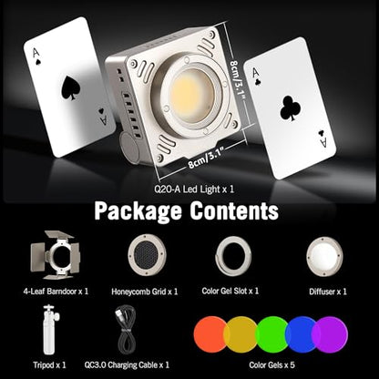 NiceVeedi Pocket RGB Fill Light, Portable Bi-Color Handheld Light, 2700K-6500K, CRI 95+, 12 Effects, 5000mAh Battery with Fast Charging Spotlight for Photography/Vlog/YouTube/Tiktok/Ins