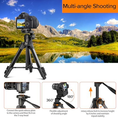 Camera Tripod 66.7 Inch, Patented 3-Way Rotating Portable Cameras Stand Professional Aluminum Travel Phone Camera Mount Monopod for Camera, Smartphone, Suitable for Various Live Vlogging - size: 67 inch