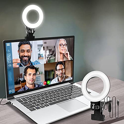 Zoom Lighting for Computer,Ring Light Clip on Laptop Monitor | Webcam Lighting, Zoom Call Lighting, Laptop Light& Distance Learning, Video Calls & Live Streaming