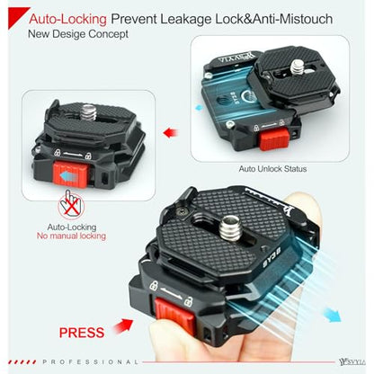 SY38 Camera Quick Release Plate Kit V2,Auto-Lock 38mm Camera Tripod Quick Release Mount Multi-Functional Base,Use for Tripod, Monopod,Slider Etc Quick Release Adapter,V3803