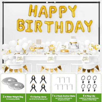 FUDESY Backdrop Stand Heavy Duty, 10x10ft Adjustable Photo Background Pipe and Drape Backdrop Stand Kit with Metal Base for Photography Parties Birthday Video Studio - size: 10x10ft