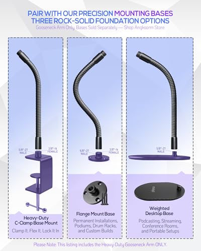13-INCH Heavy-Duty Microphone Flexible Gooseneck Hose Arm - Mic Stand Mount Extension Tubes with Universal 5/8-27" Thread - size: 13-INCH
