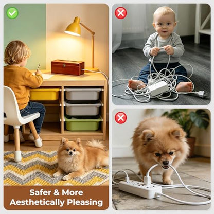 Cable Management Box with Latch, Soild Wood Cord Box with 4 Open Slots, Cable Box to Hide Cords and Power Strip - size: Medium