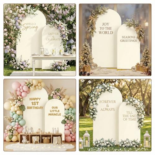 Toolterritary Metal Arch Backdrop Stand and Cover Set, 8FT, 7.2FT Party Backdrop, Easy to Assemble, Backdrop Stand for Parties, Birthday, Baby Shower - color: Beige, size: 8ft,7.2ft