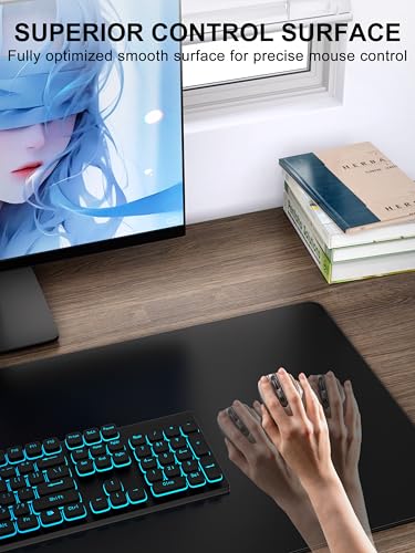 Wireless Charging Mouse Pad with Foldable Phone Holder, 31.5" x 15.8" XXL Large Desk Pad, Gaming Mousepad with Ultra-Smooth Surface, Non-Slip Base, Black Waterproof Desk Mat, with 20W PD Charging Kit - color: Black-Phone Holder-31.5"x15.8"-with Adapter