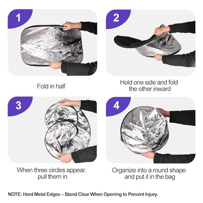 EMART 24'' x 36''(60 x 90cm) 5 in 1 Photo Collapsible Photography Reflector with Bag, Large Oval Portable Panel for Studio Video, Portraint, Outdoor Shooting -Translucent, White, Silver, Gold, Black