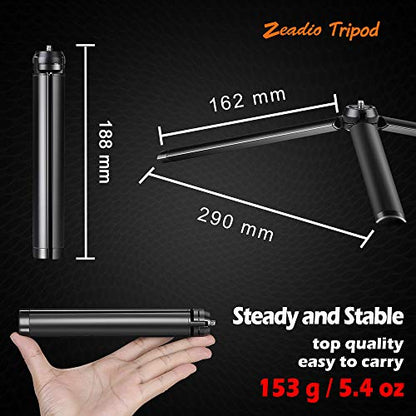 Zeadio Metal Mini Tripod with 1/4 Inch Screw, Desktop Tabletop Stand Tripod for Smooth 4, Crane Plus, Crane 2, Osmo Mobile, Ronin-S, Vimble 2, Gimble Handle Grip Stabilizer and All Cameras