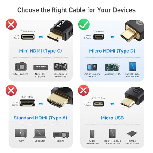 Cable Matters 48Gbps 8K Micro HDMI Coiled Cable 1-3ft with 8K@60Hz, 4K@240Hz and HDR Support, Micro HDMI Cable Coiled for Laptops, Cameras, DSLRs, Camcorders, Portable Screens and Monitors - style: Micro HDMI