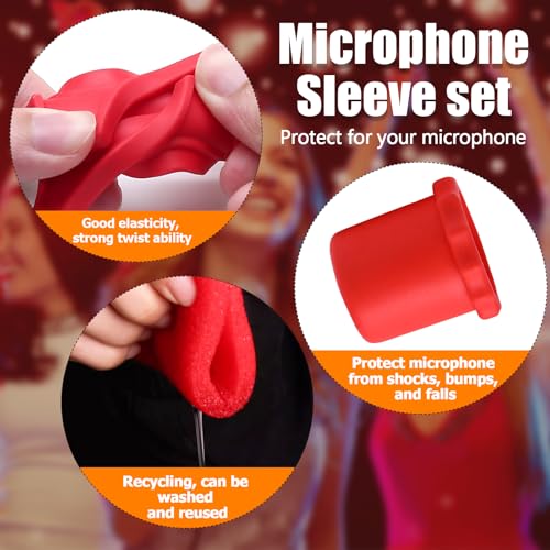 Murtenze 8 Set Shakeproof Anti-Rolling Wireless Handheld Protection Silicone Ring, Colorful Microphone Foam Windscreen Covers, Bottom Rod Sleeve Holder for KTV,Studio, Performance, Speech(8 Colors)