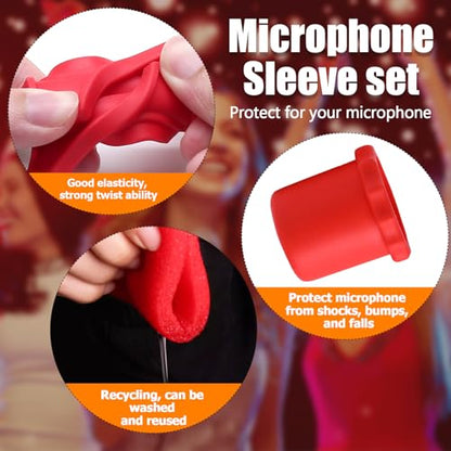Murtenze 8 Set Shakeproof Anti-Rolling Wireless Handheld Protection Silicone Ring, Colorful Microphone Foam Windscreen Covers, Bottom Rod Sleeve Holder for KTV,Studio, Performance, Speech(8 Colors)