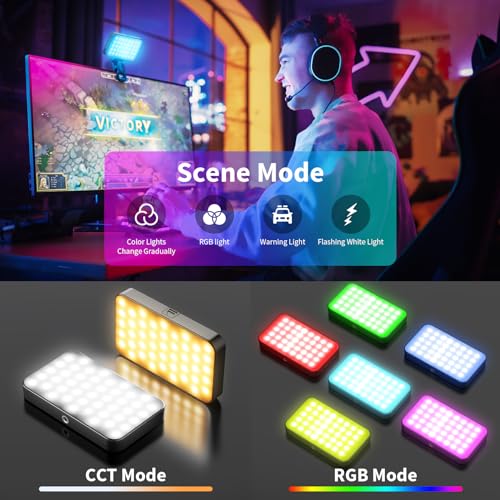 LUXCEO RGB Video Light, Portable LED Camera Light Panel, Dimmable 3000K-6000K CRI95+ Color Photo Light with 3000mAh Rechargeable Battery, for Photography Lighting, Vlogging, Video Conference