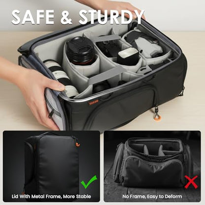 TARION Medium Camera Insert Bag Quick Access DSLR Inner Case Organizer M | Fits 2 Cameras 7 Lenses Drone Gear, Full Back Opening, Framed Top Lid, Protective Insert Cube, 14.6x11x6.7" ShellCore M - style: M (2 Cameras 7 Lenses)