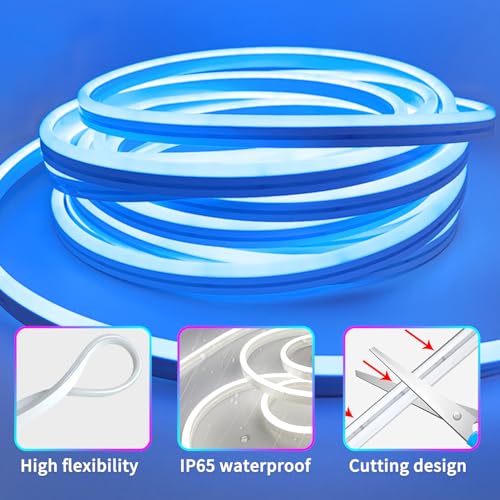 LED Neon Rope Lights 50FT,IP65 Waterproof LED Strip Lights,Music Sync LED Lights with Remote and APP Control, 24V RGB LED Rope Lights for Bedroom,Holiday Decoration（with Snap &Screws） - size: 50FT