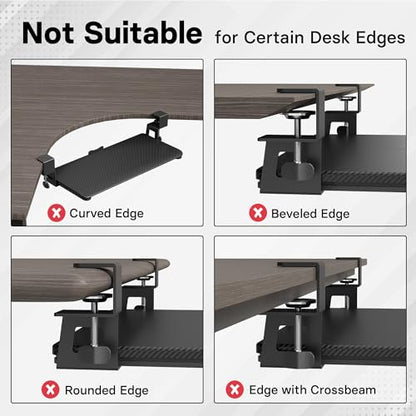 BONTEC KMT01 Under Desk Keyboard Tray, Pull-Out Keyboard & Mouse Platform with C-Clamp, 25.6 x 11.8 in Space-Saving Ergonomic Slide-Out Drawer, Black Carbon Fiber - color: Black Carbon Fiber, size: 25.6" x 11.8"