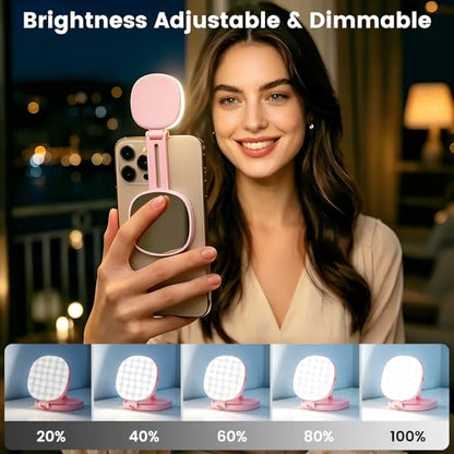 SJZXVZ Magnetic Selfie Light, 3-Mode Phone Light Compatible with Phone Magsa for Selfies/Photography/TikTok/Zoom Calls/Video Conference, Long-Lasting & Rechargeable, CRI97, Pink - color: Pink