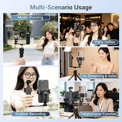 JJC Pocket 4 Phone Holder Mount with Ball Head, 1/4" 20 Screw & Thread, Phone Mount for Insta360 X5 X4 X3 / Pocket 4/3 / Xtra Muse Accessories, Compatible with Arca-Swiss Standard, Tripod - color: Black -Clip Version