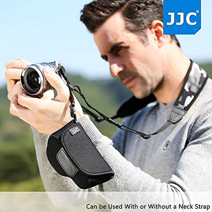 JJC Soft Neoprene Digital Camera Case Pouch Compact Bag Protector with Anti-Lost Inner Strap for Sony ZV-E10 A6500 A6400 A6300 A6100 A6000 A5500 A5100 with E 16-50mm Lens - size: for Sony ZV-E10 A6500 A6400 with Lens & More