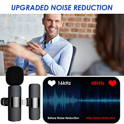 Bulatry Wireless Lavalier Lapel Microphone for iPhone iPad, Bluetooth Mini Clip-on Shirt Phone Mic for Video Recording, TikTok, YouTube, Interview, Podcast